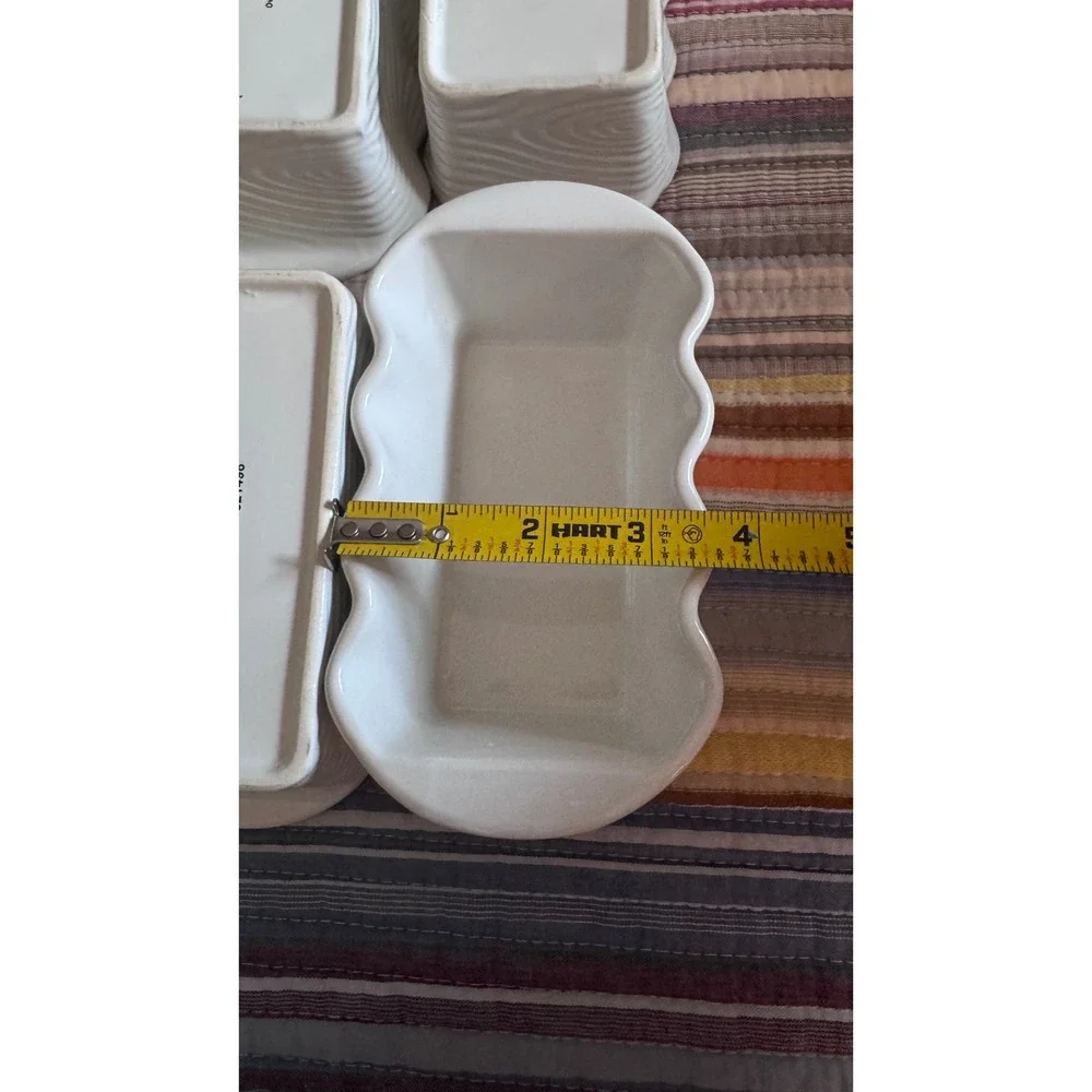 Temp-tations by Tara White Woodgrain Ceramic Mini Loaf Pans Set of 4 12oz 521498